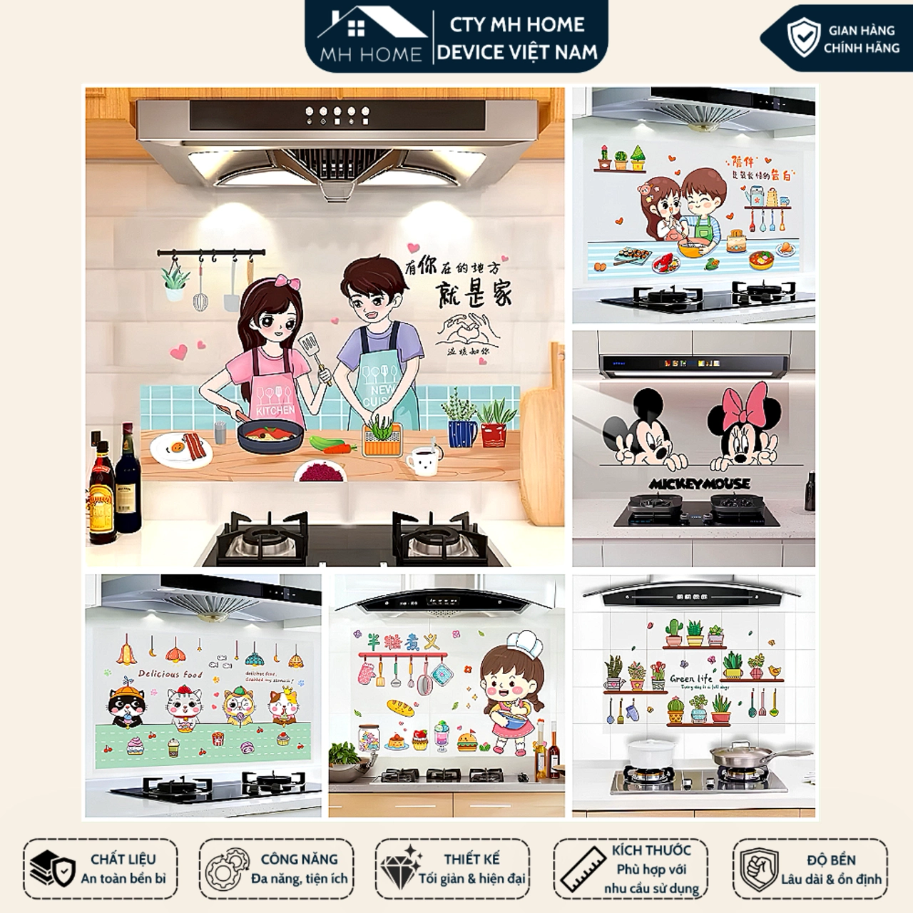 [COMBO 2 ]Tranh Dán Tường Bếp Chống Dầu Mỡ Chịu Nhiệt Cao Cấp 60x90cm Decor - MH HOME DEVICE VIETNAM